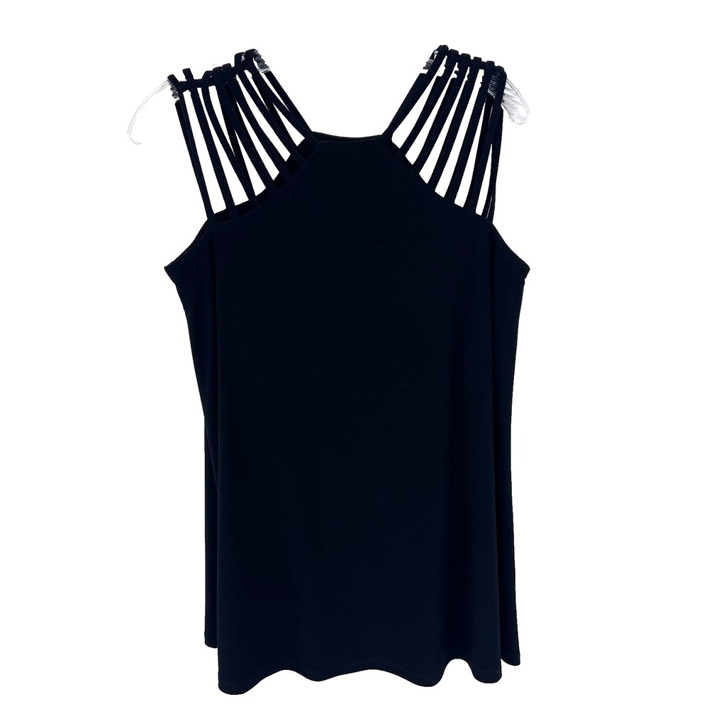 JOSEPH RIBKOFF Women's 8 Black Strappy Sleeveless Tank Top Built-In Bra Stretch